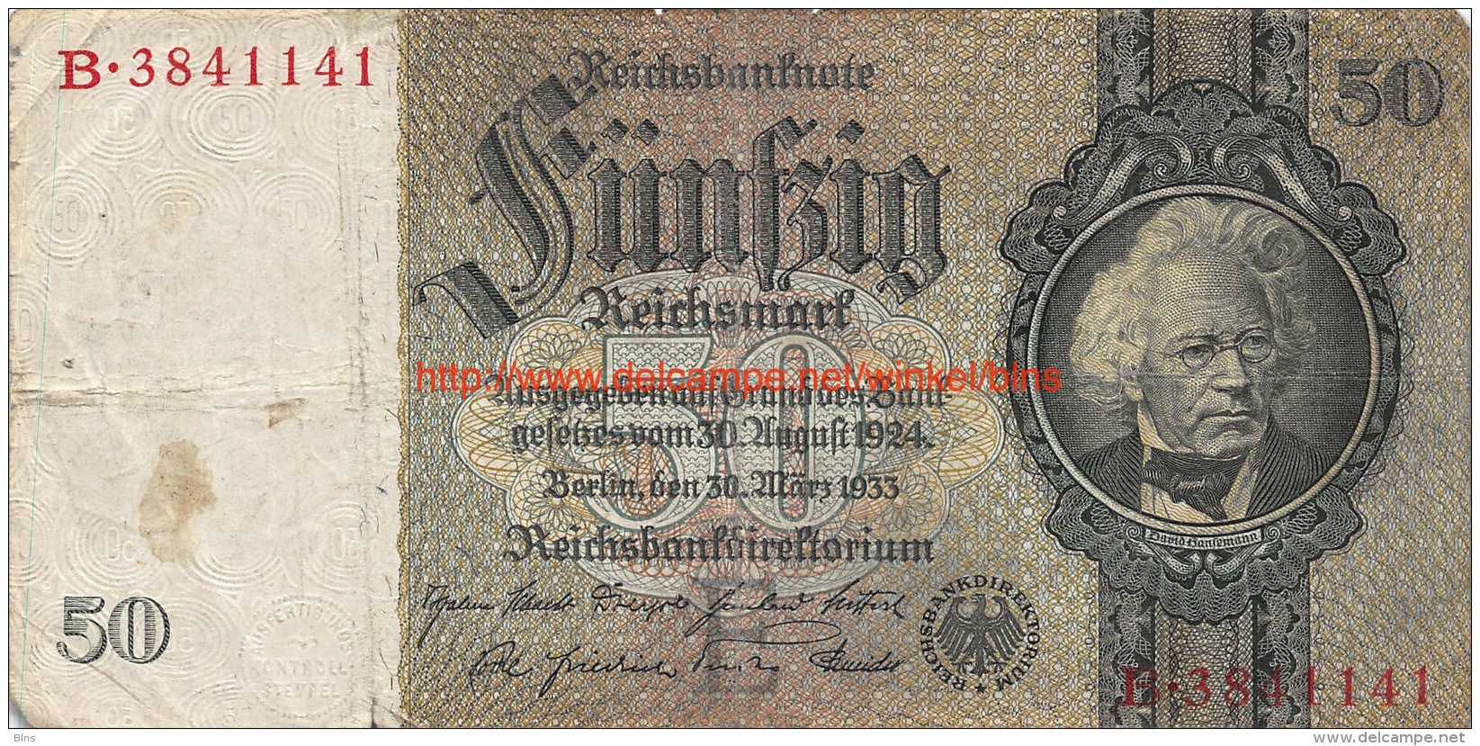 1933 Fünfzig Reichsmark 50 - 50 Mark
