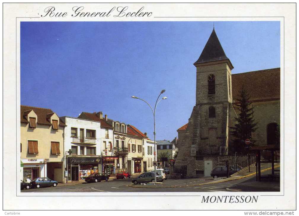 78 -MONTESSON- Rue Général LECLERC-animée,voitures ,Pharmacie,Tabac,,,,, - Montesson