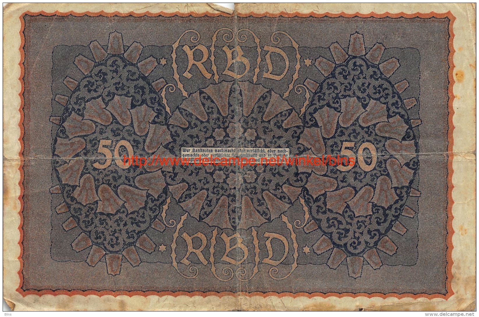 1919 Fünfzig Reichsbanknote 50 - 50 Mark