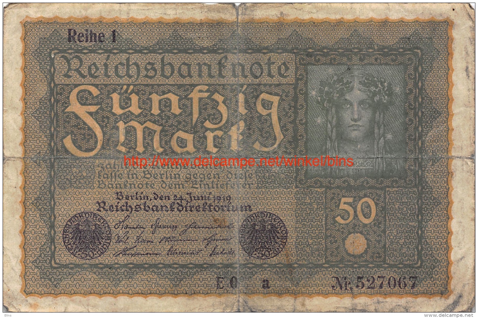 1919 Fünfzig Reichsbanknote 50 - 50 Mark