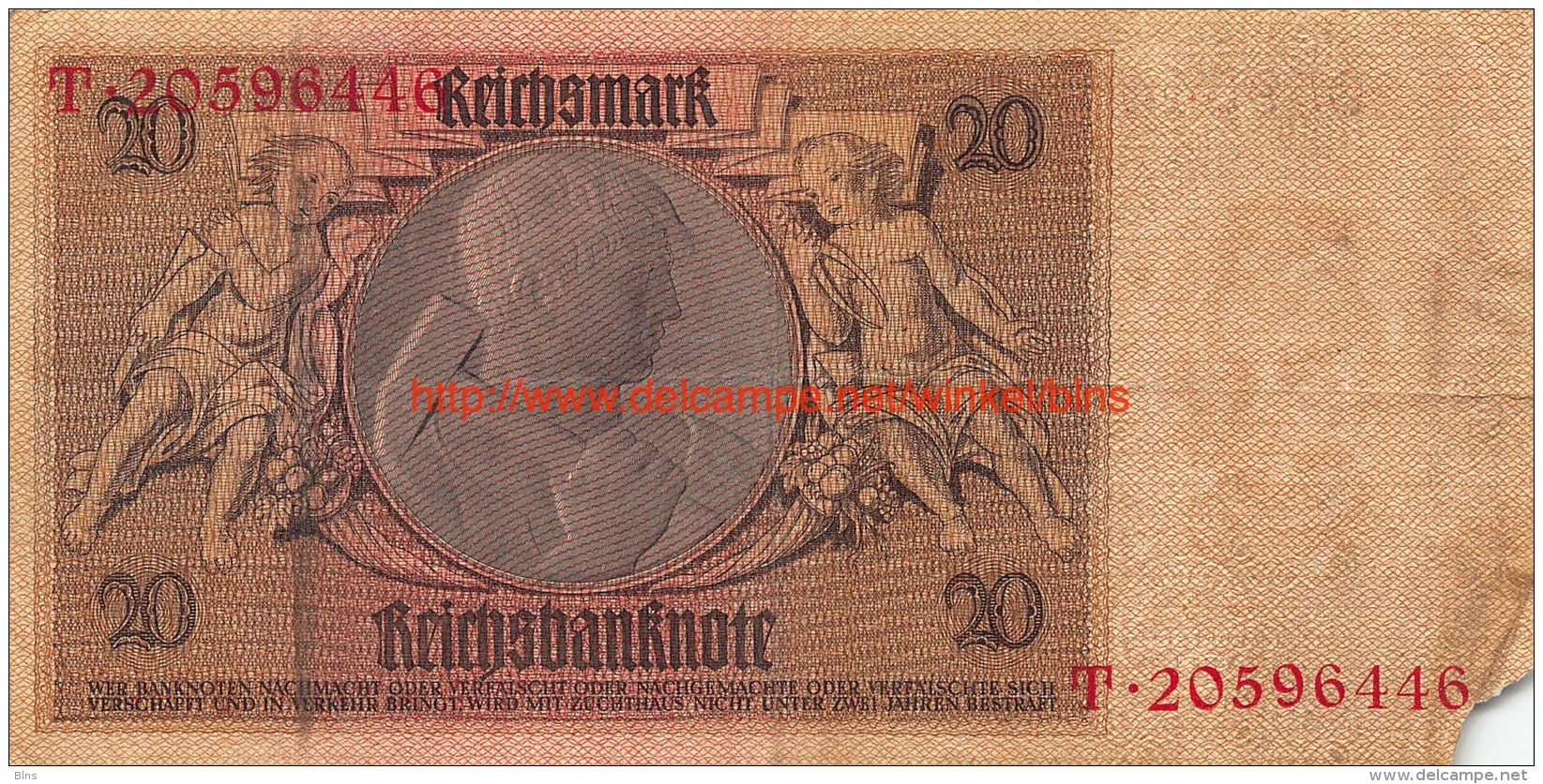 1929 Zwanzig Reichsbanknote 20 - 20 Mark