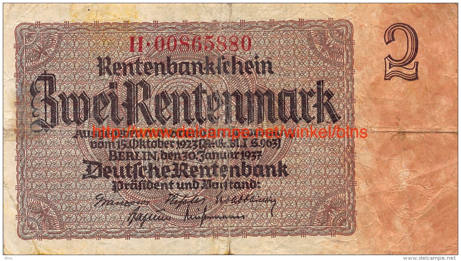 Zwei Rentenmark 1937 - 2 Rentenmark