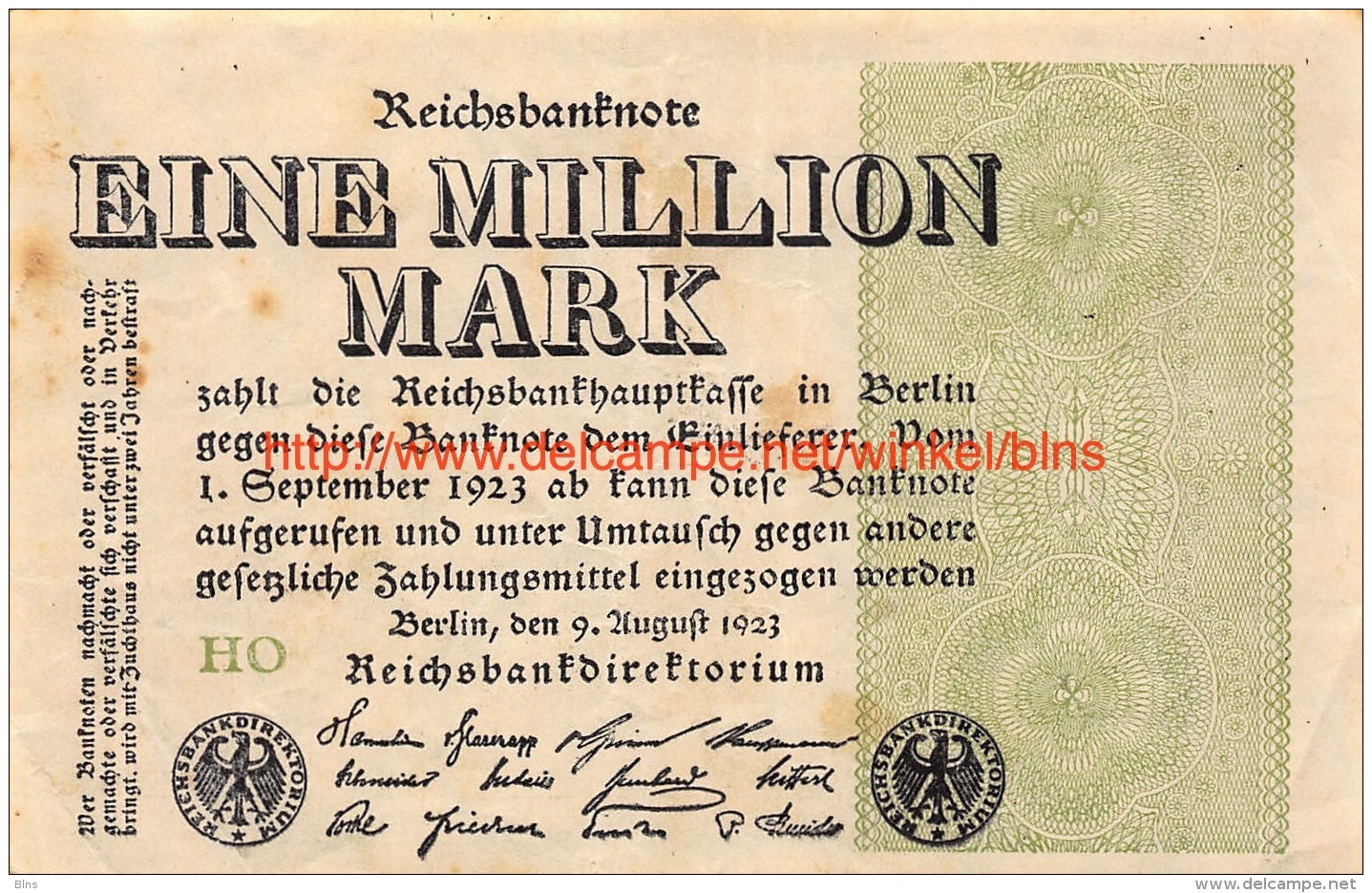 Eine Million Mark 1923 - 1 Mio. Mark