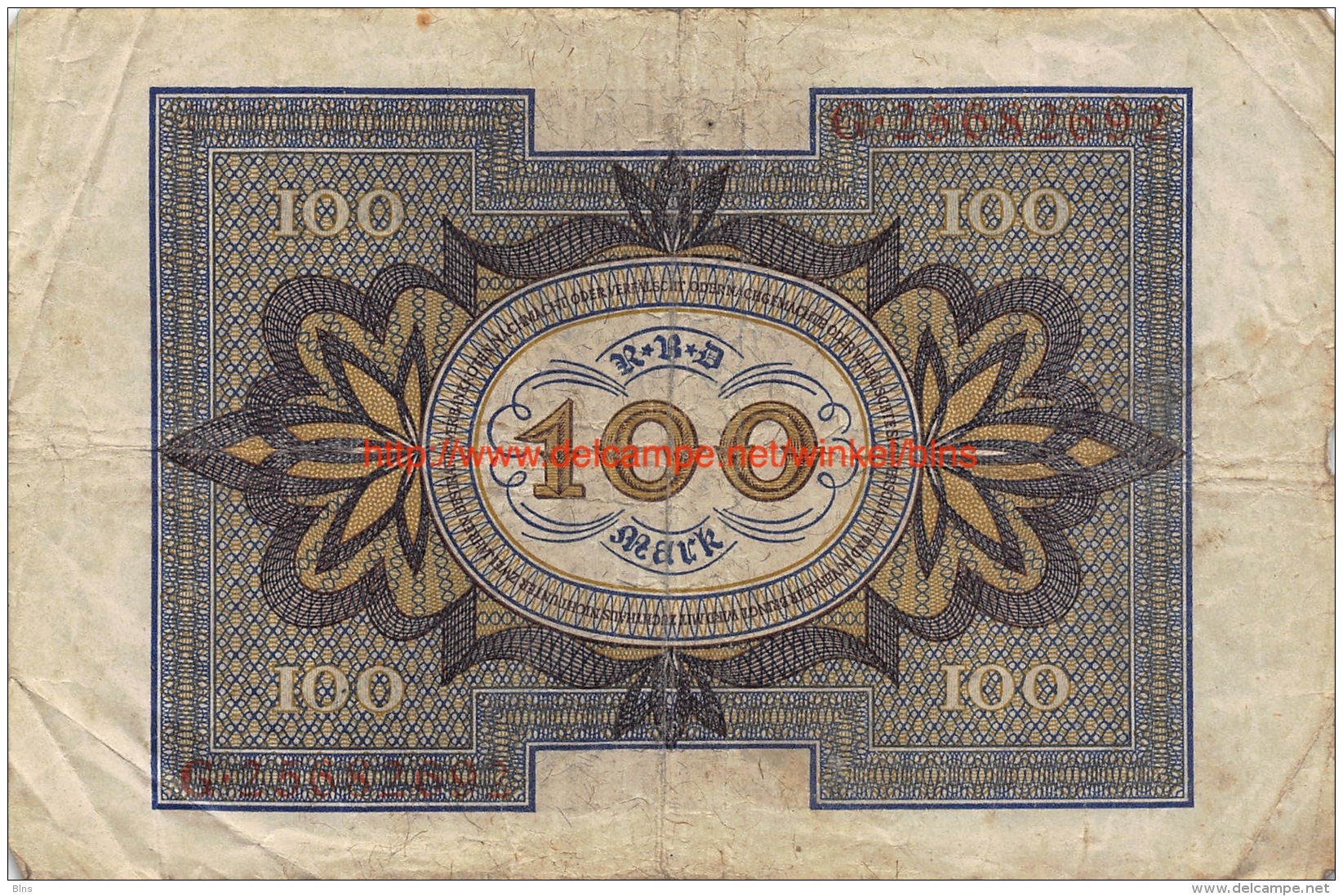 Hundert Mark 100 Reichsbanknote 1920 - 100 Mark