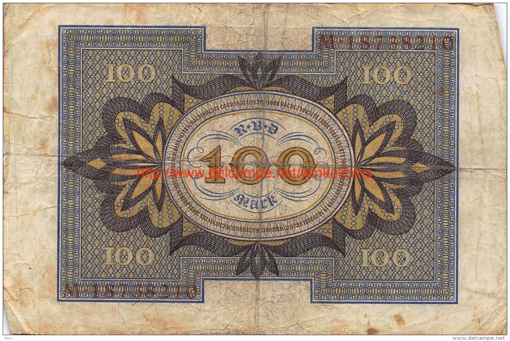 Hundert Mark 100 Reichsbanknote 1920 - 100 Mark