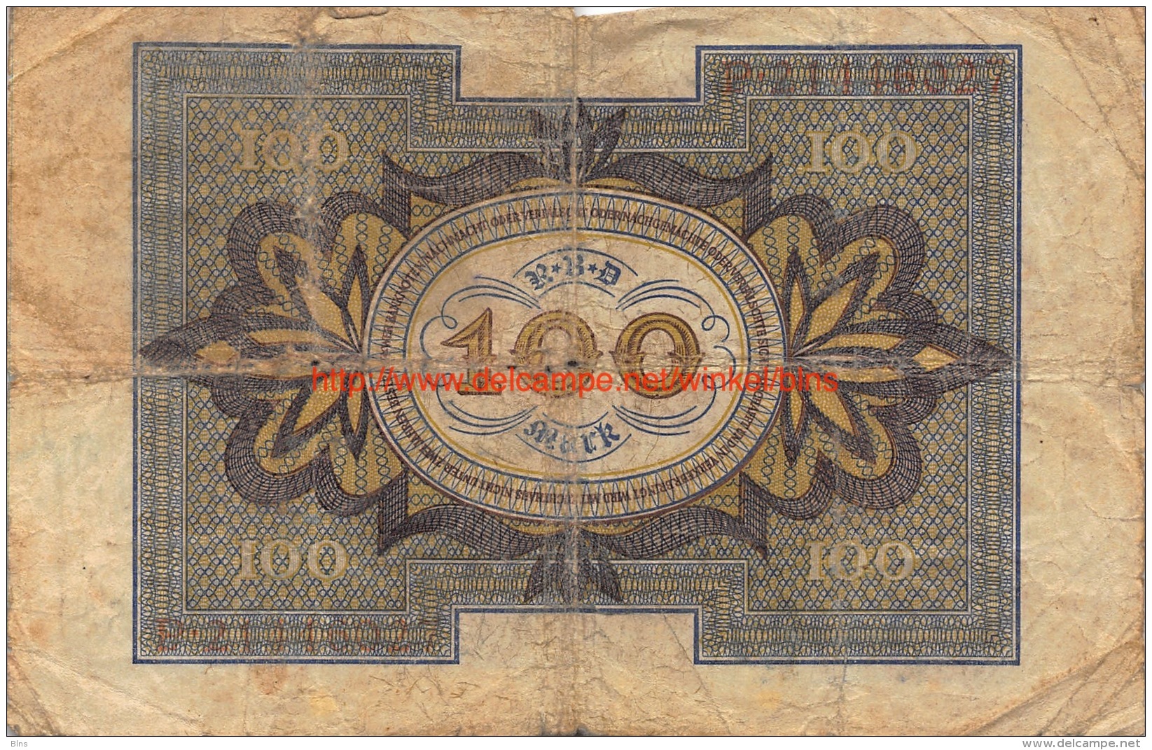 Hundert Mark 100 Reichsbanknote 1920 - 100 Mark