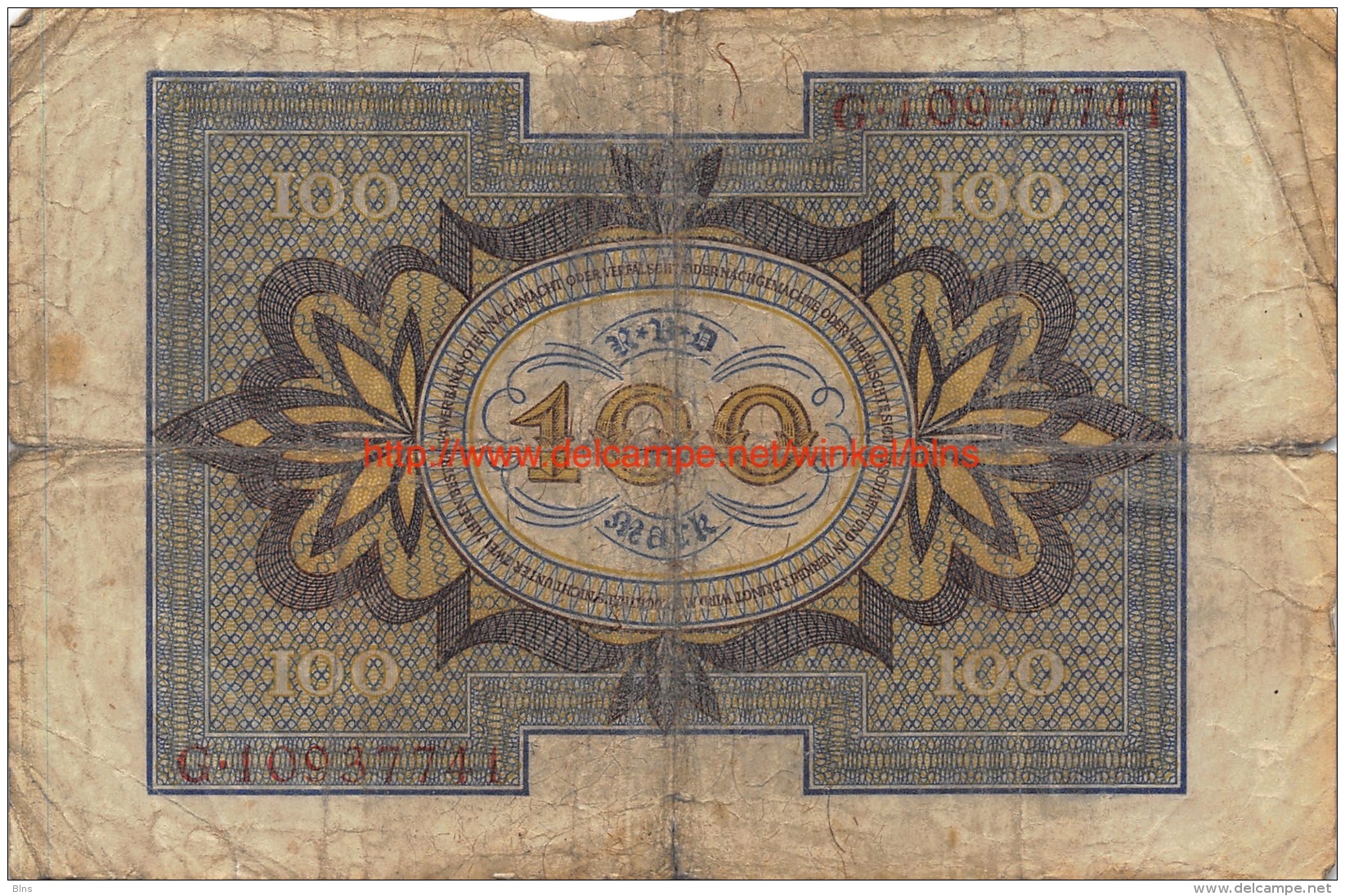 Hundert Mark 100 Reichsbanknote 1920 - 100 Mark