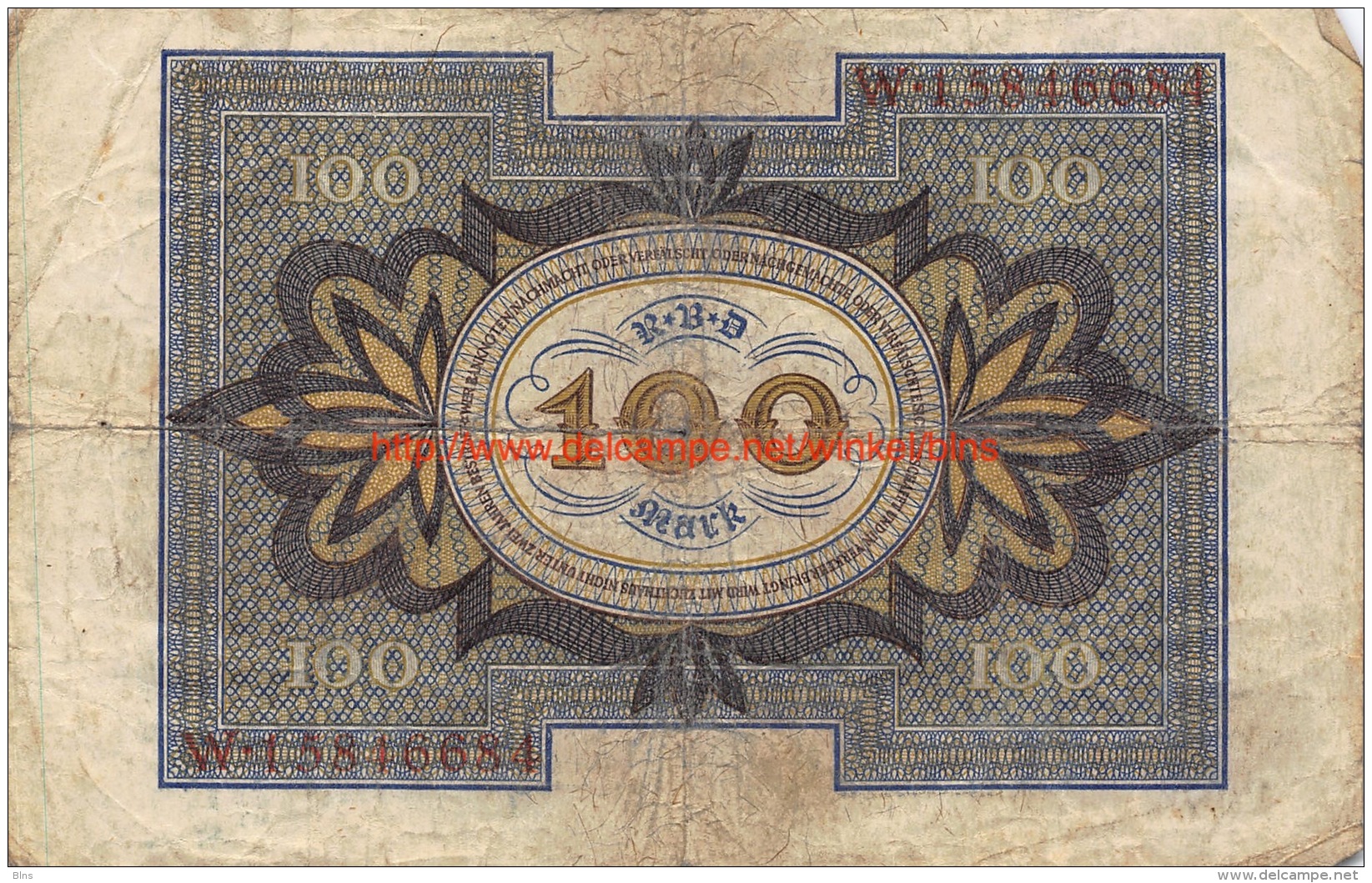 Hundert Mark 100 Reichsbanknote 1920 - 100 Mark