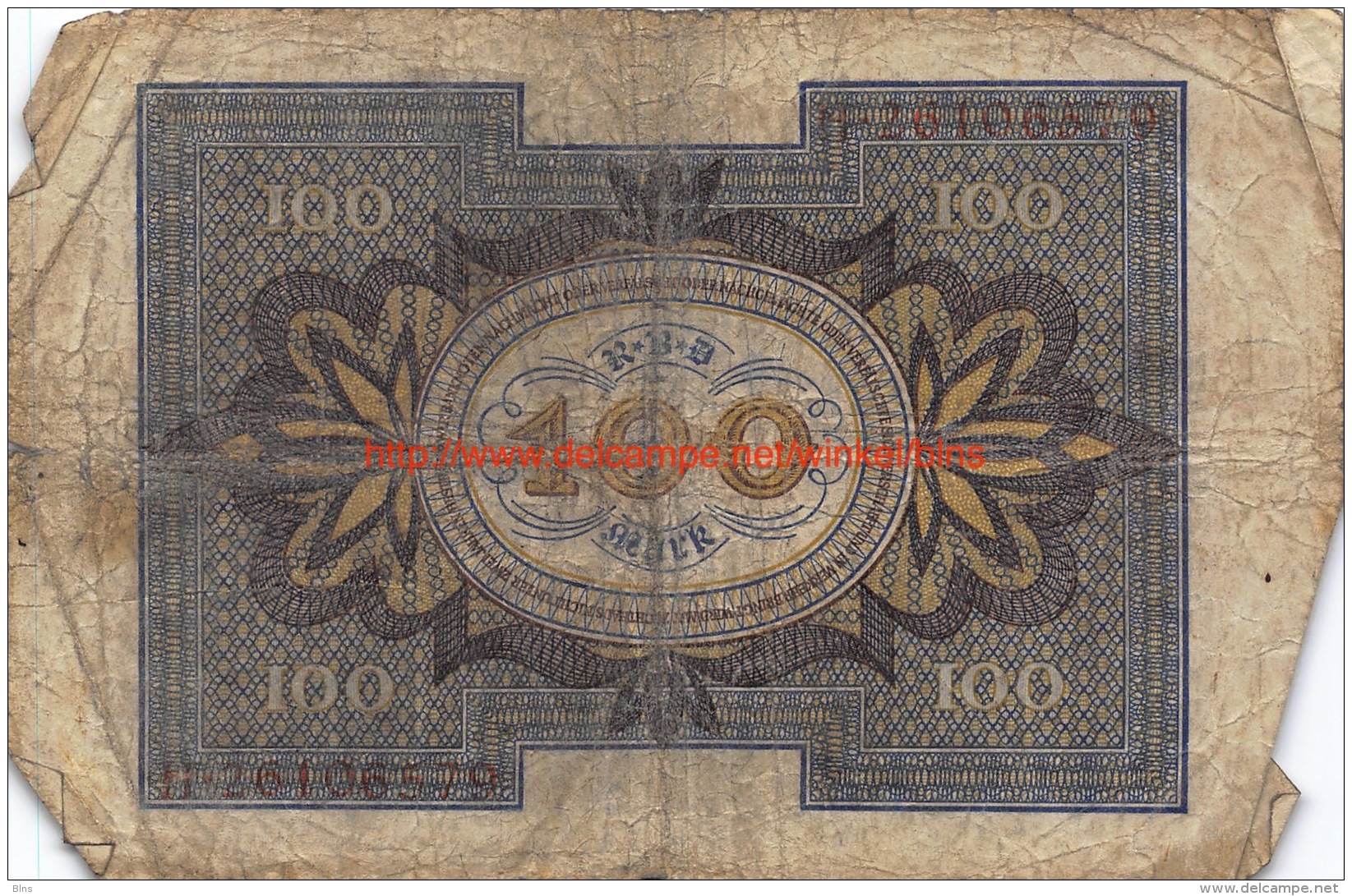 Hundert Mark 100 Reichsbanknote 1920 - 100 Mark