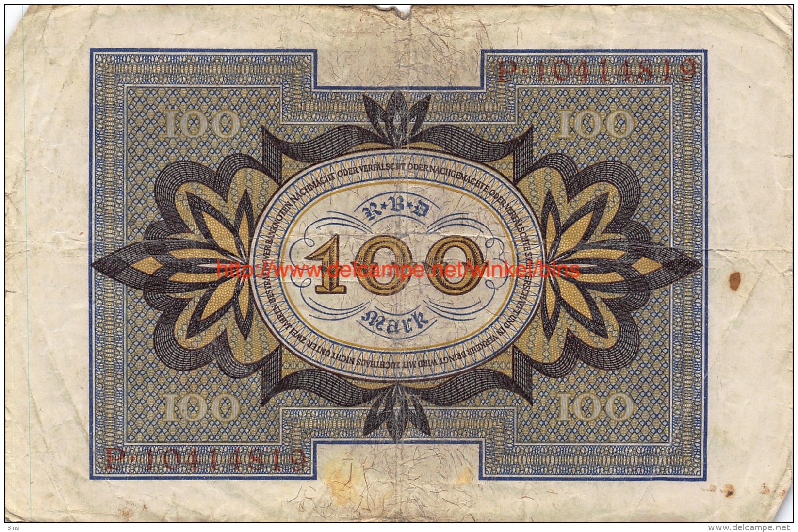 Hundert Mark 100 Reichsbanknote 1920 - 100 Mark