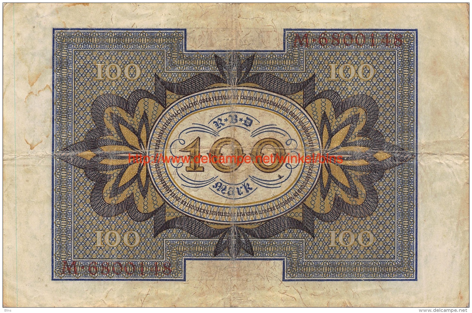 Hundert Mark 100 Reichsbanknote 1920 - 100 Mark