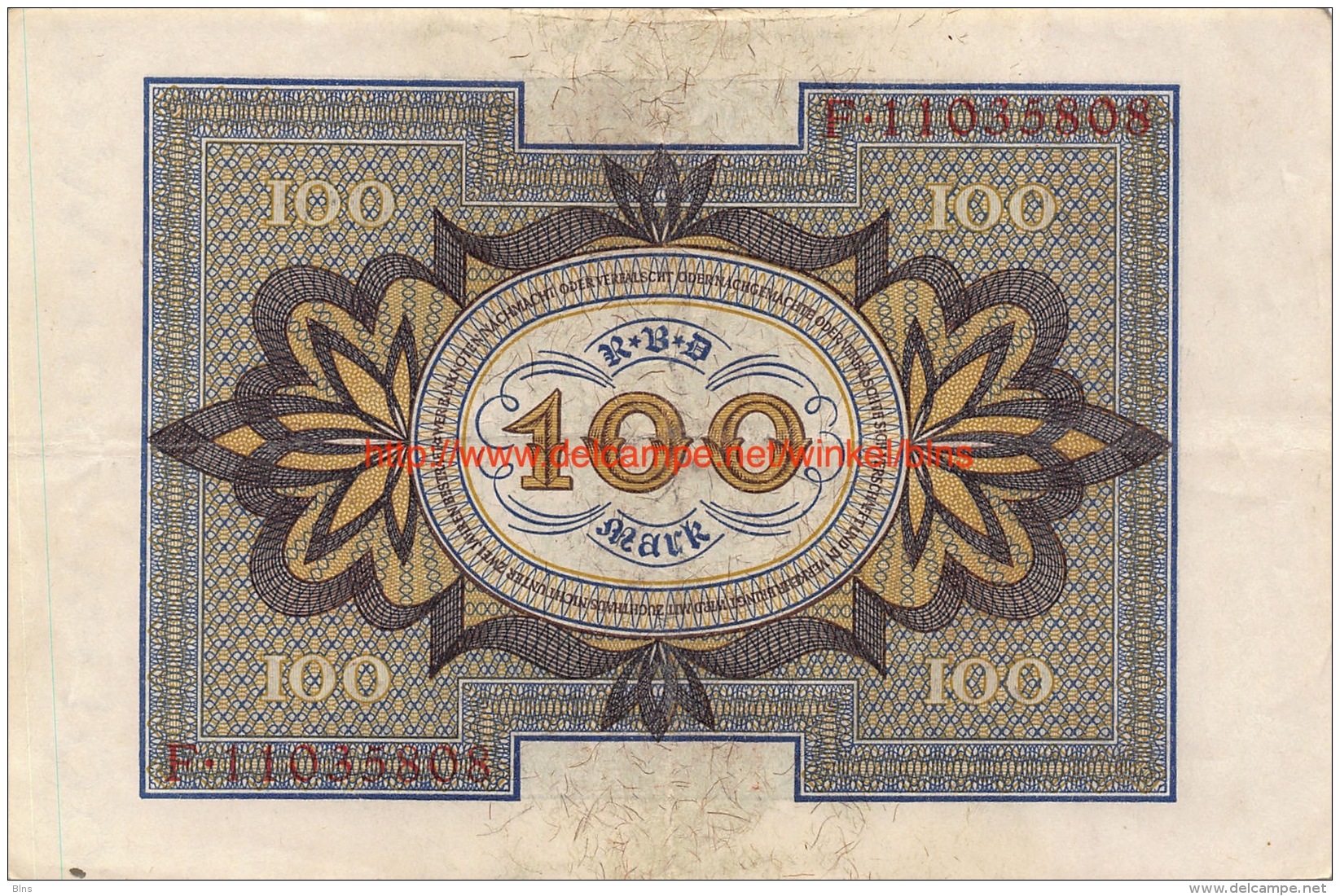 Hundert Mark 100 Reichsbanknote 1920 - 100 Mark