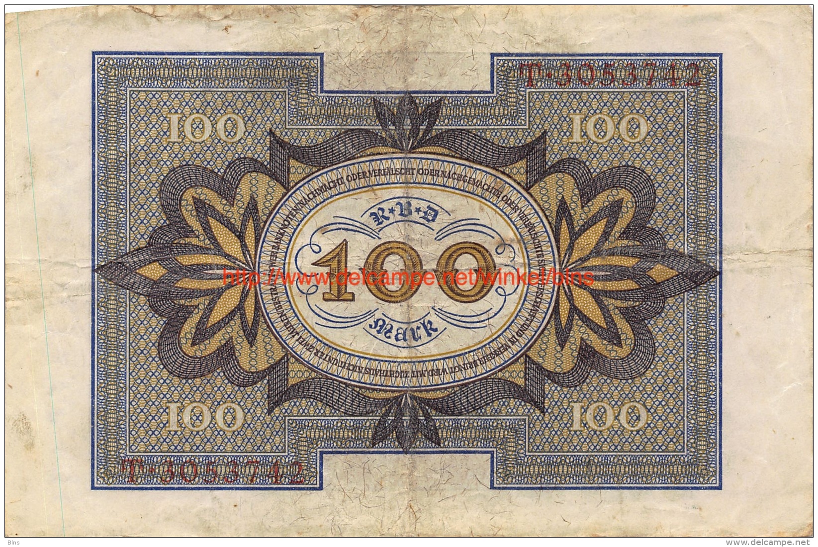 Hundert Mark 100 Reichsbanknote 1920 - 100 Mark