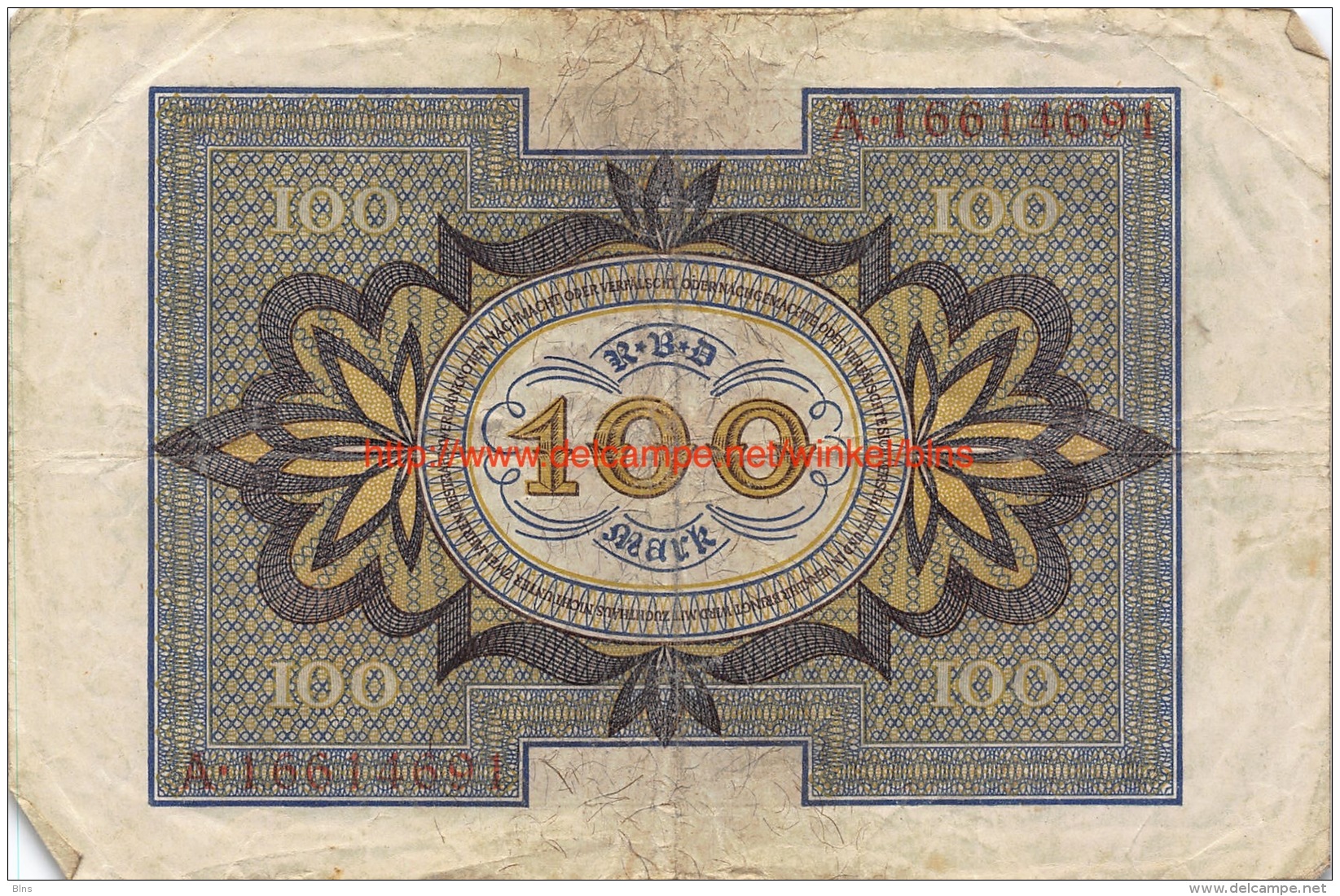 Hundert Mark 100 Reichsbanknote 1920 - 100 Mark