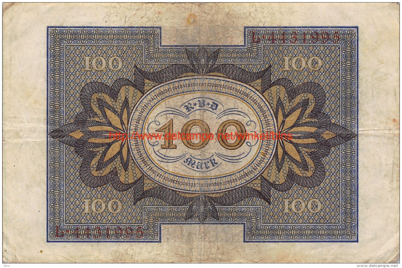 Hundert Mark 100 Reichsbanknote 1920 - 100 Mark