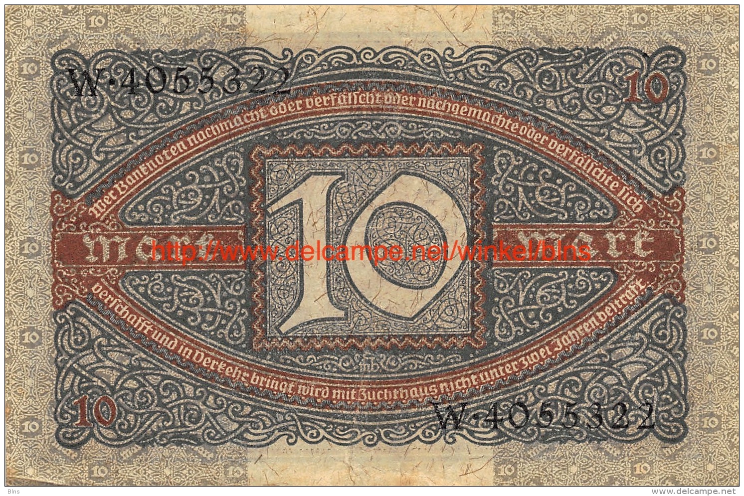 Zehn Mark 10 Reichsbanknote 1920 - 10 Mark