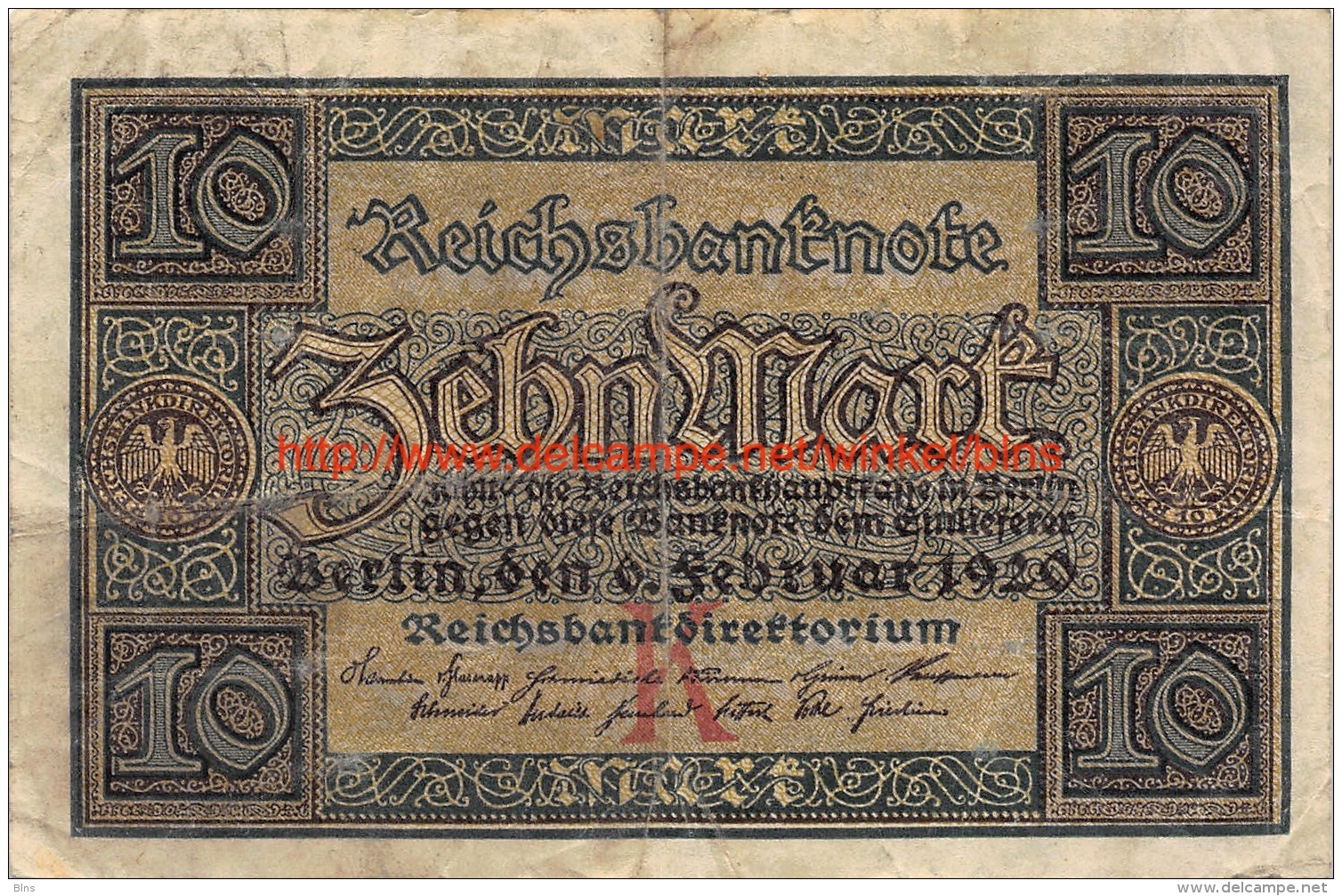 Zehn Mark 10 Reichsbanknote 1920 - 10 Mark