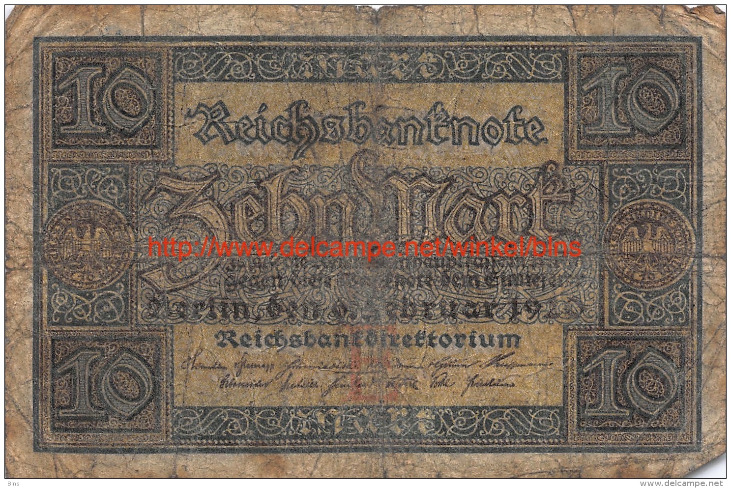 Zehn Mark 10 Reichsbanknote 1920 - 10 Mark