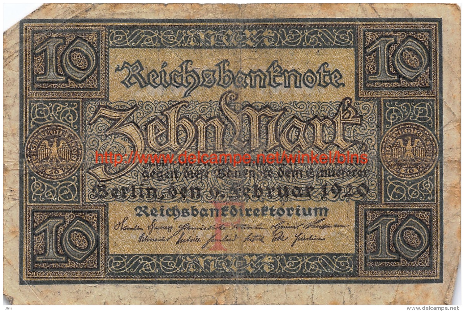 Zehn Mark 10 Reichsbanknote 1920 - 10 Mark