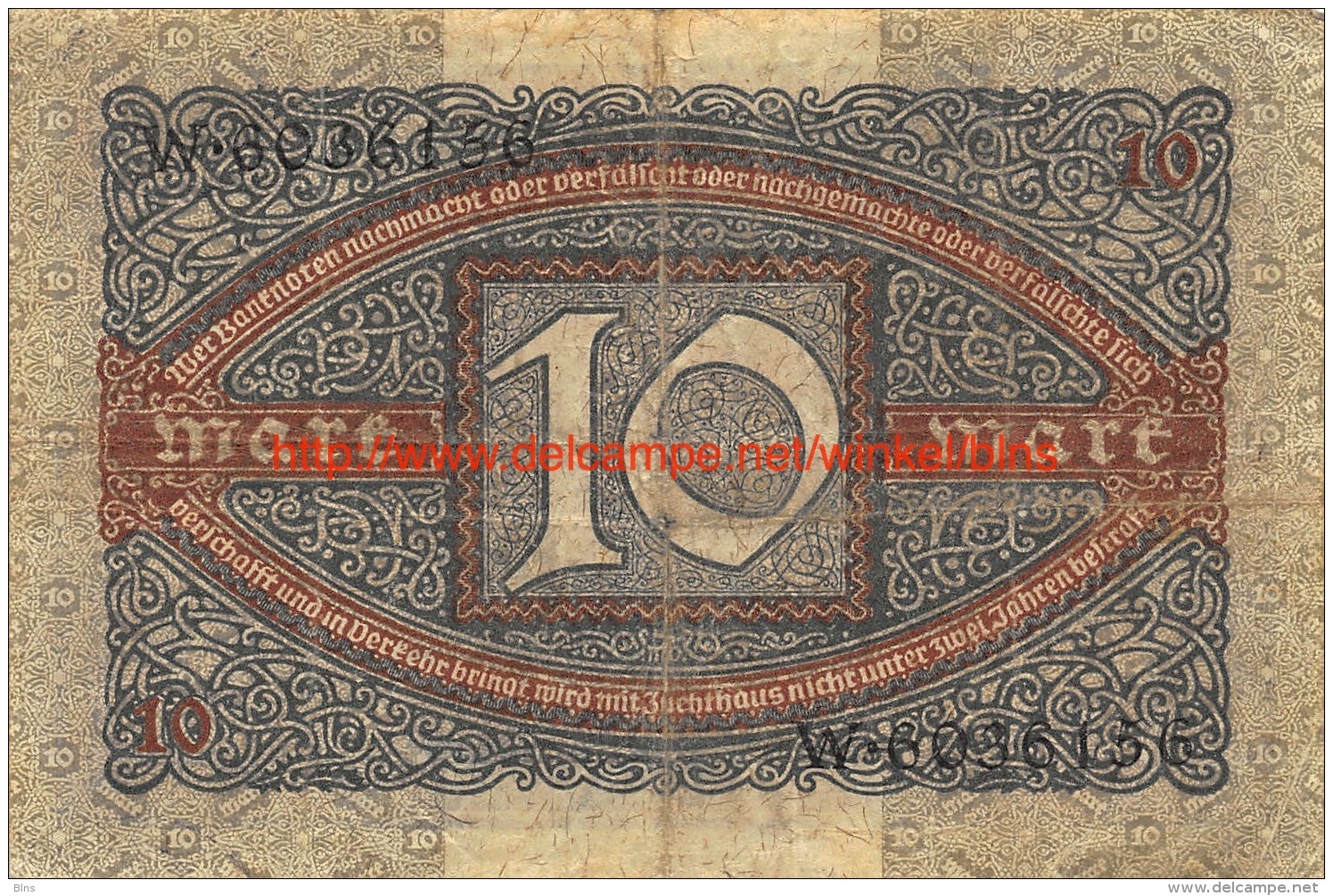 Zehn Mark 10 Reichsbanknote 1920 - 10 Mark