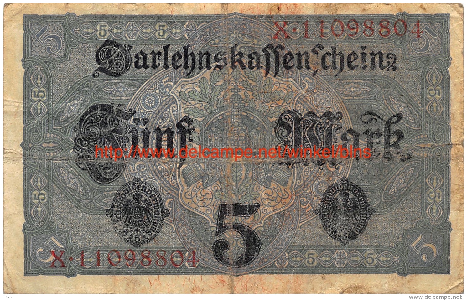 Fünf Mark 5 Reichsschuldenverwaltung 1917 - 5 Mark