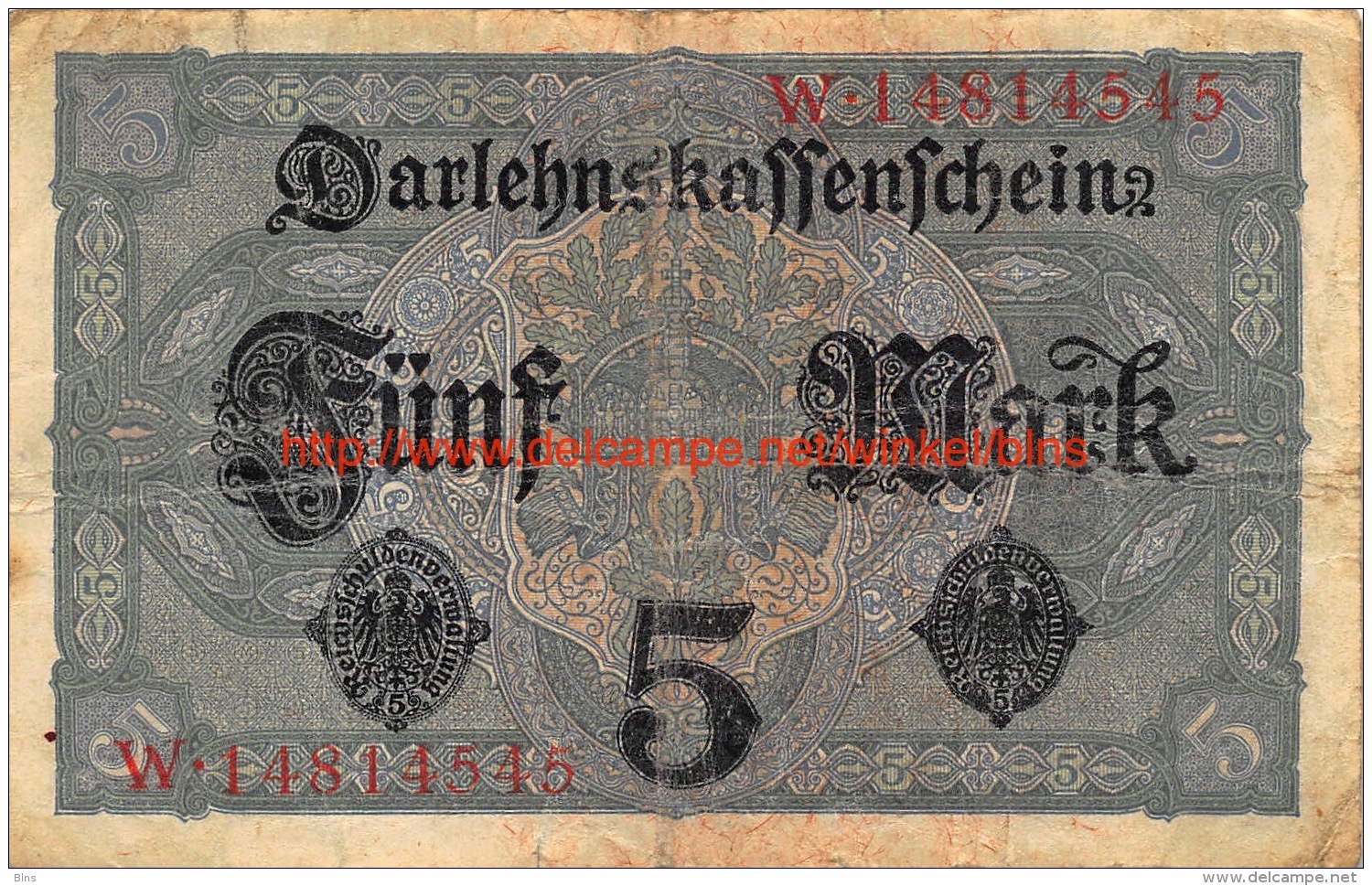 Fünf Mark 5 Reichsschuldenverwaltung 1917 - 5 Mark