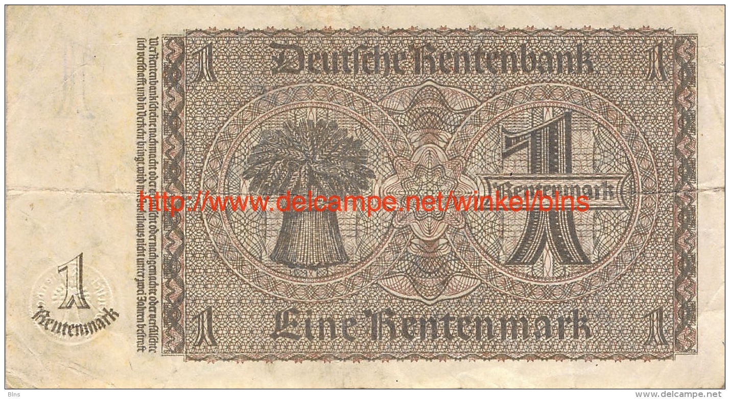Eine Rentenmark 1 Rentenbankenschein 1937 - 1 Rentenmark