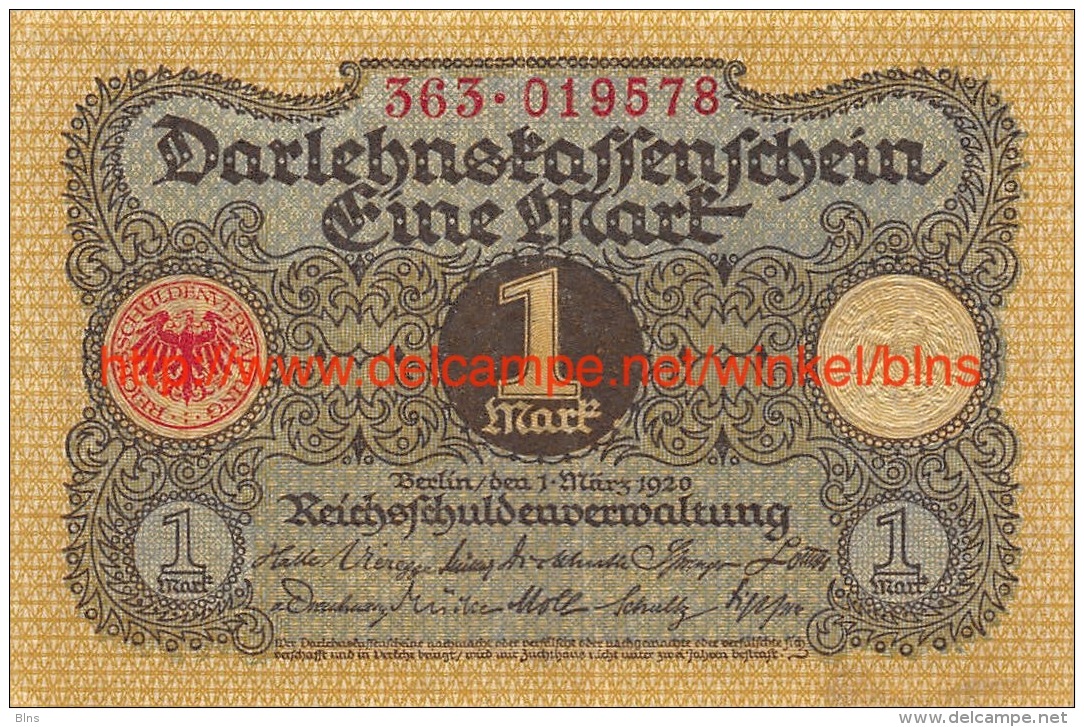 Eine Mark 1920 - 1 Mark