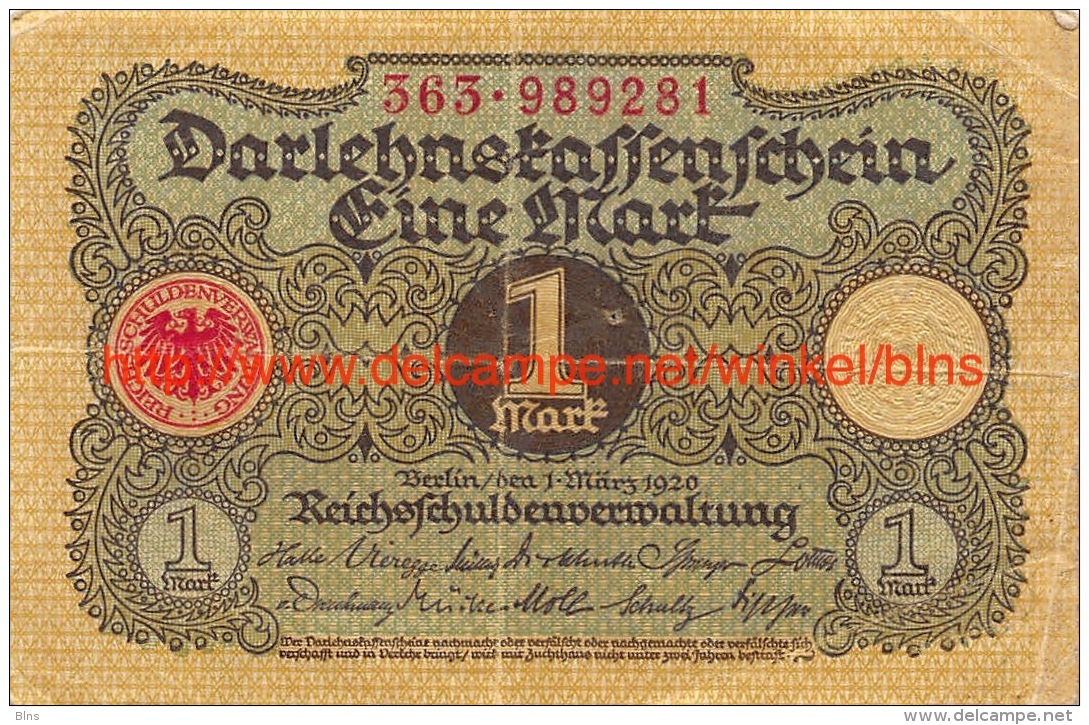 Eine Mark 1920 - 1 Mark