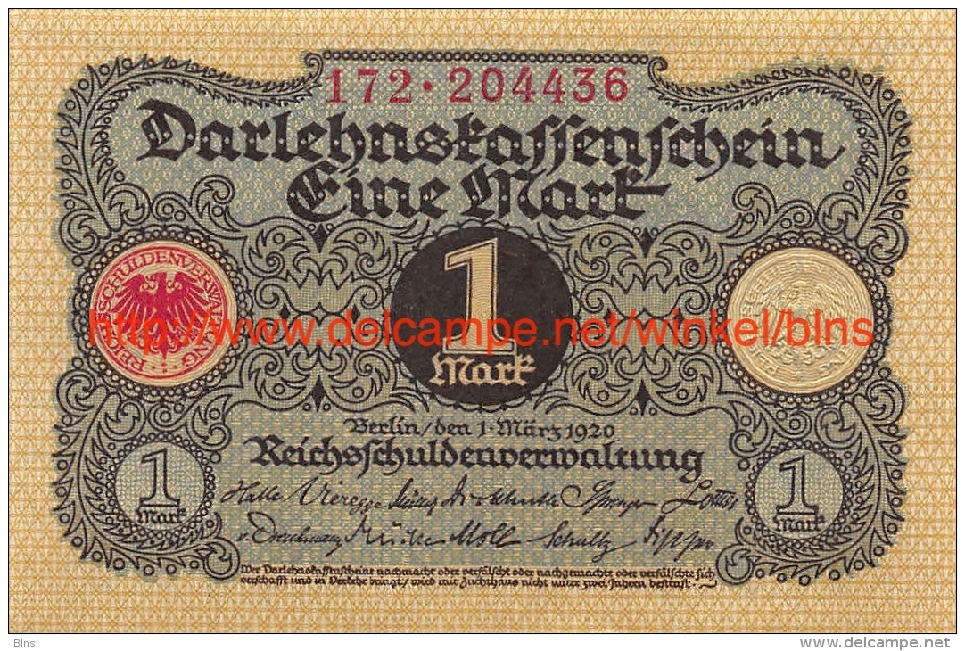 Eine Mark 1920 - 1 Mark