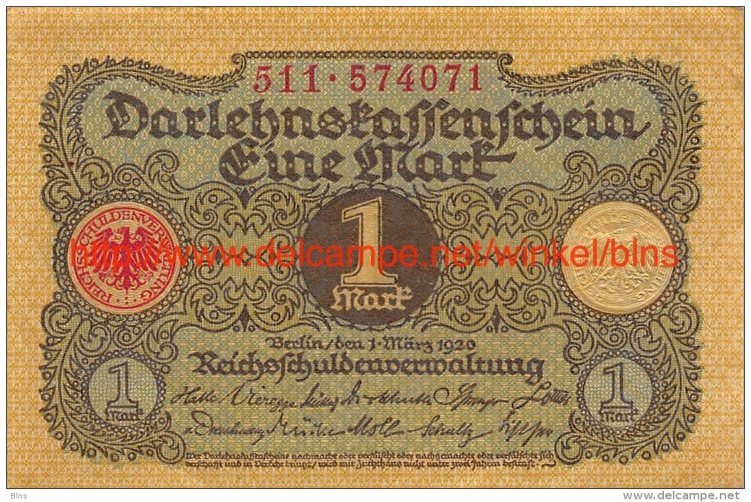 Eine Mark 1920 - 1 Mark