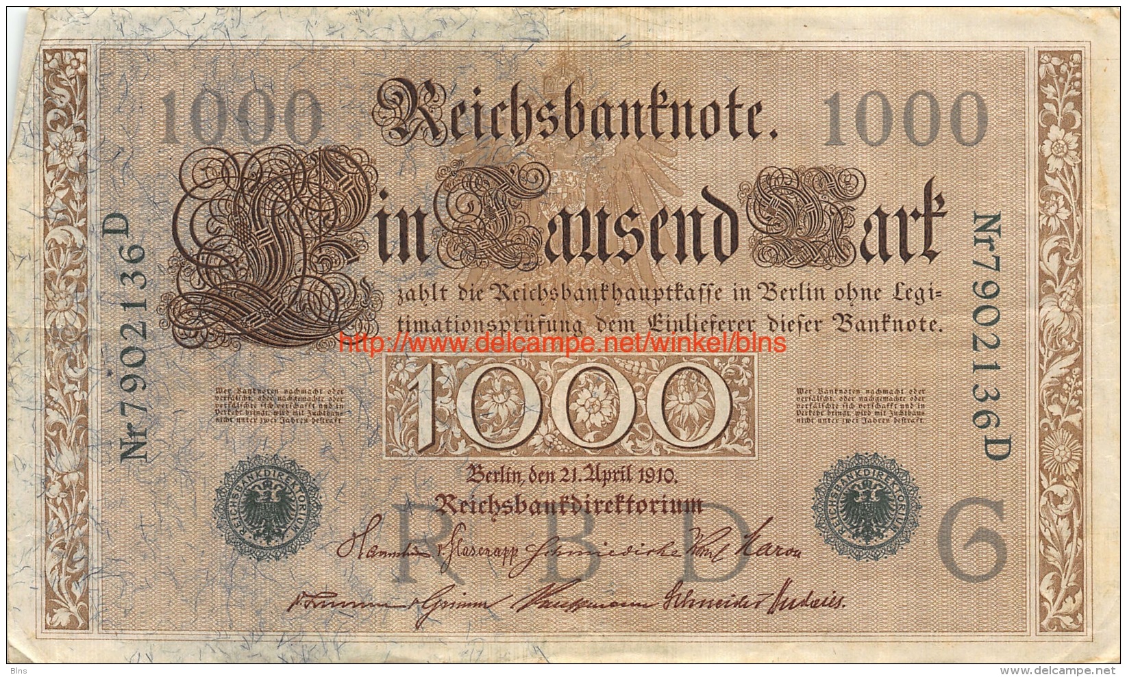 Ein Tausend Mark 1000 1910 - 1.000 Mark