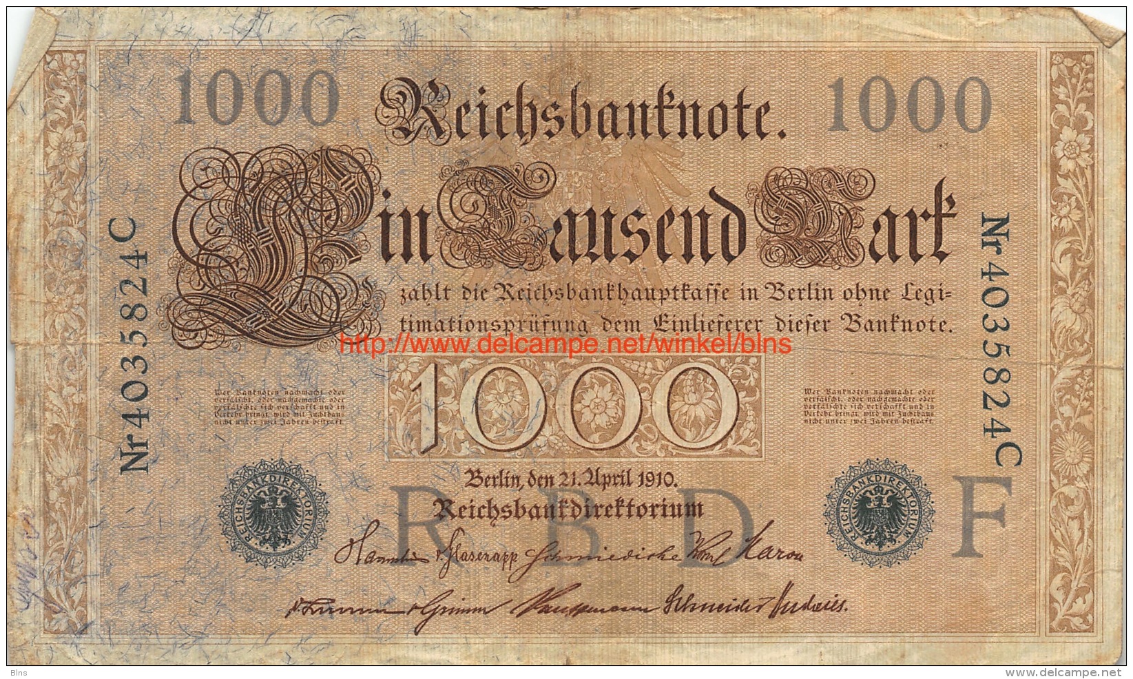 Ein Tausend Mark 1000 1910 - 1.000 Mark