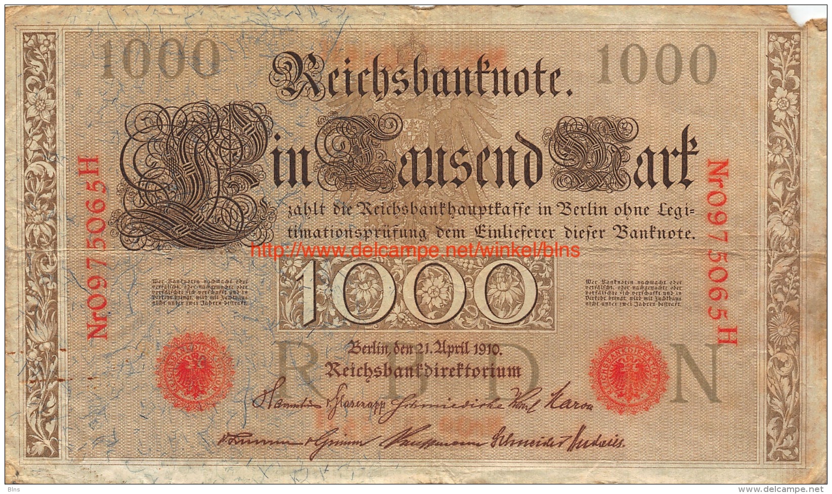 Ein Tausend Mark 1000 1910 - 1.000 Mark