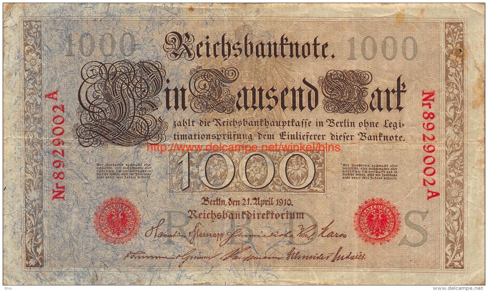 Ein Tausend Mark 1000 1910 - 1.000 Mark