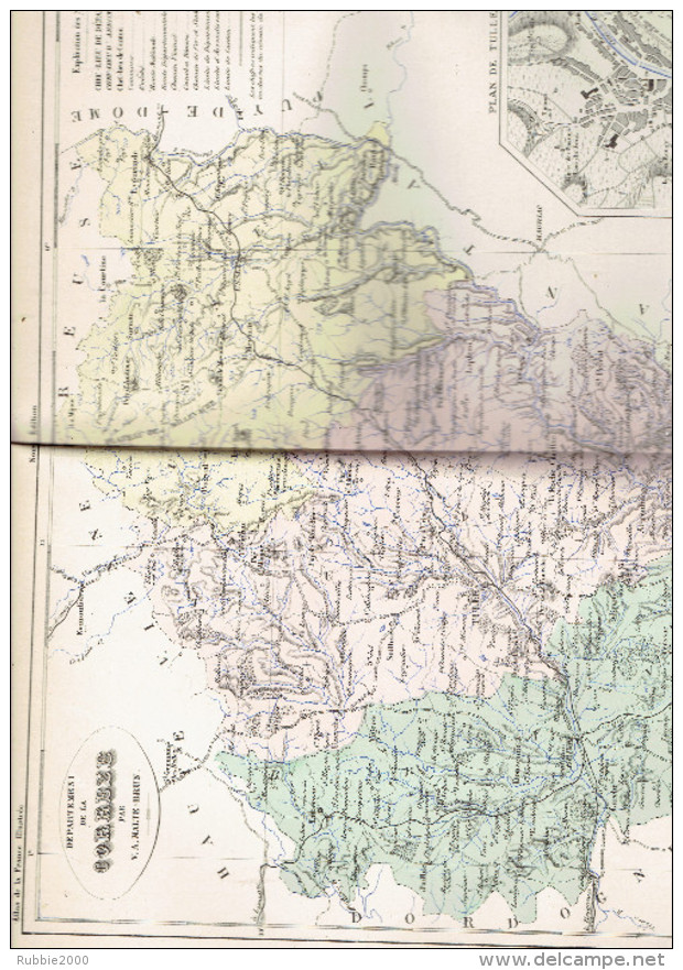 CARTE GEOGRAPHIQUE 1880 FRANCE DEPARTEMENT DE LA CORREZE PLAN DE TULLE PAR MALTE BRUN - Cartes Géographiques