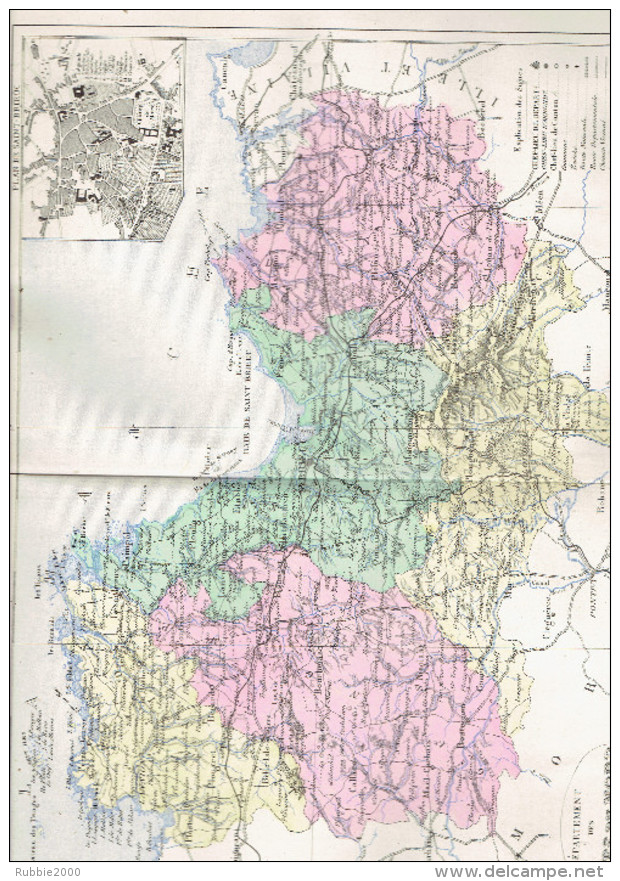 CARTE GEOGRAPHIQUE 1880 FRANCE DEPARTEMENT DES COTES DU NORD PLAN DE SAINT BRIEUC PAR MALTE BRUN - Cartes Géographiques