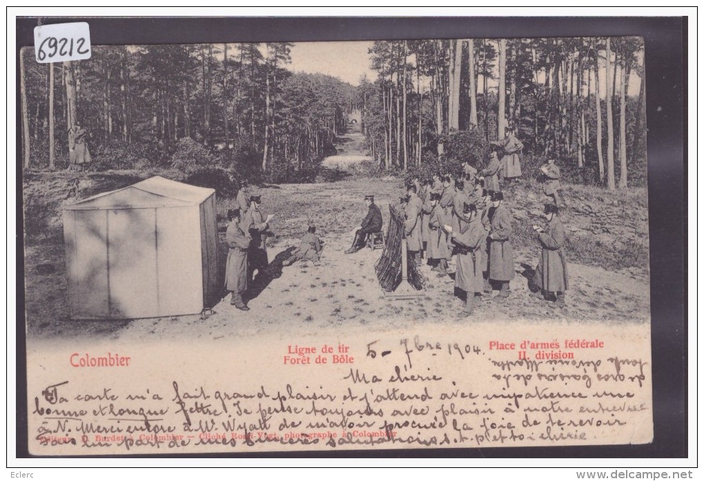 COLOMBIER - ARMEE SUISSE - LIGNE DE TIR FORET DE BÔLE - TB - Bôle