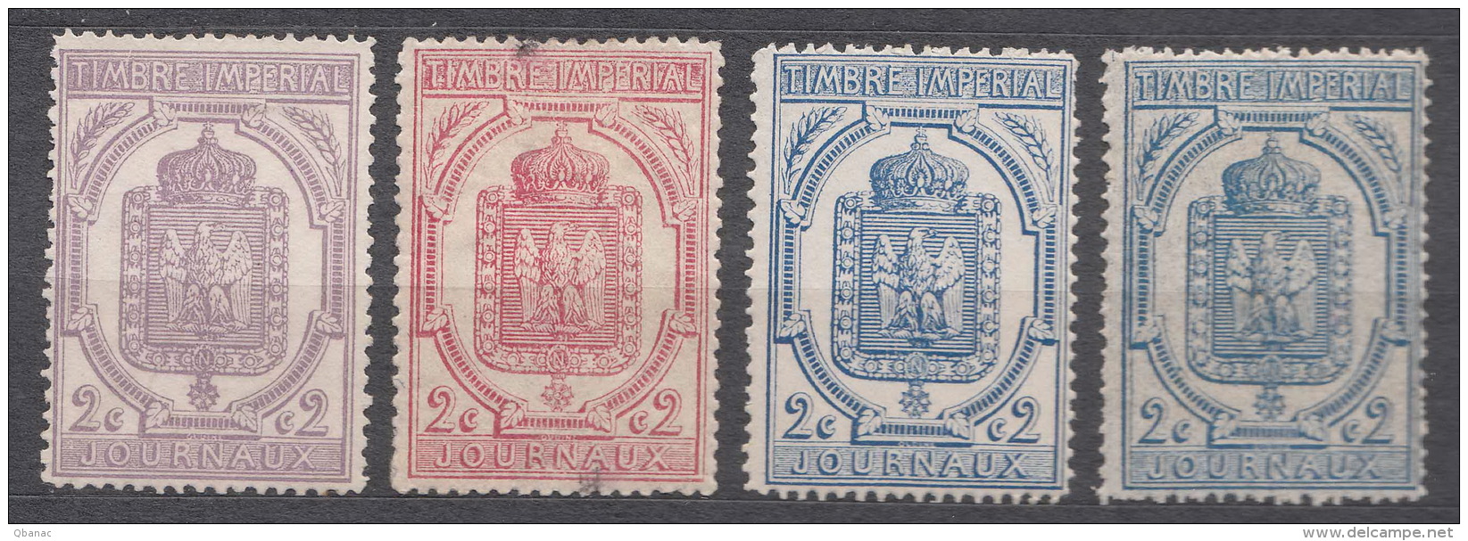 France Newspapers, Journaux 1869 Yvert#7,8,9 (2x) Mint Hinged, Violet Stamp Without Gum (violet Sans Gomme) - Kranten