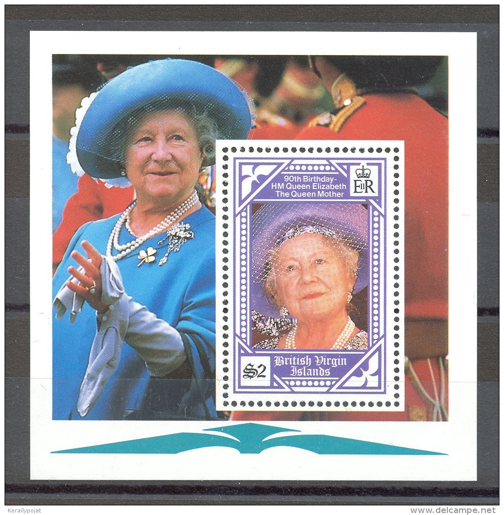 British Virgin Islands - 1990 Queen Mother Block MNH__(TH-16765) - Britse Maagdeneilanden