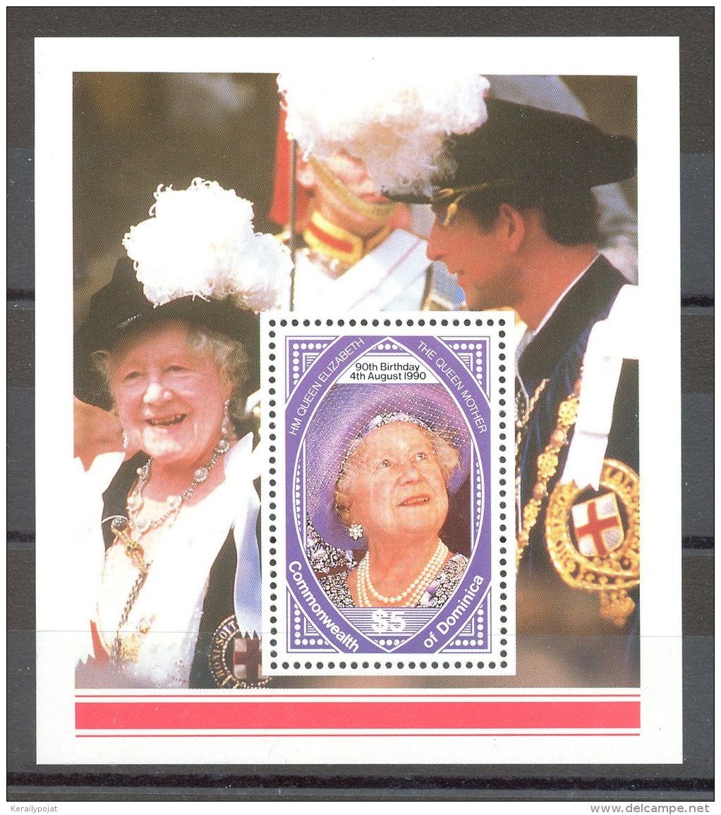Dominica - 1990 Queen Mother Block MNH__(TH-15210) - Dominica (1978-...)
