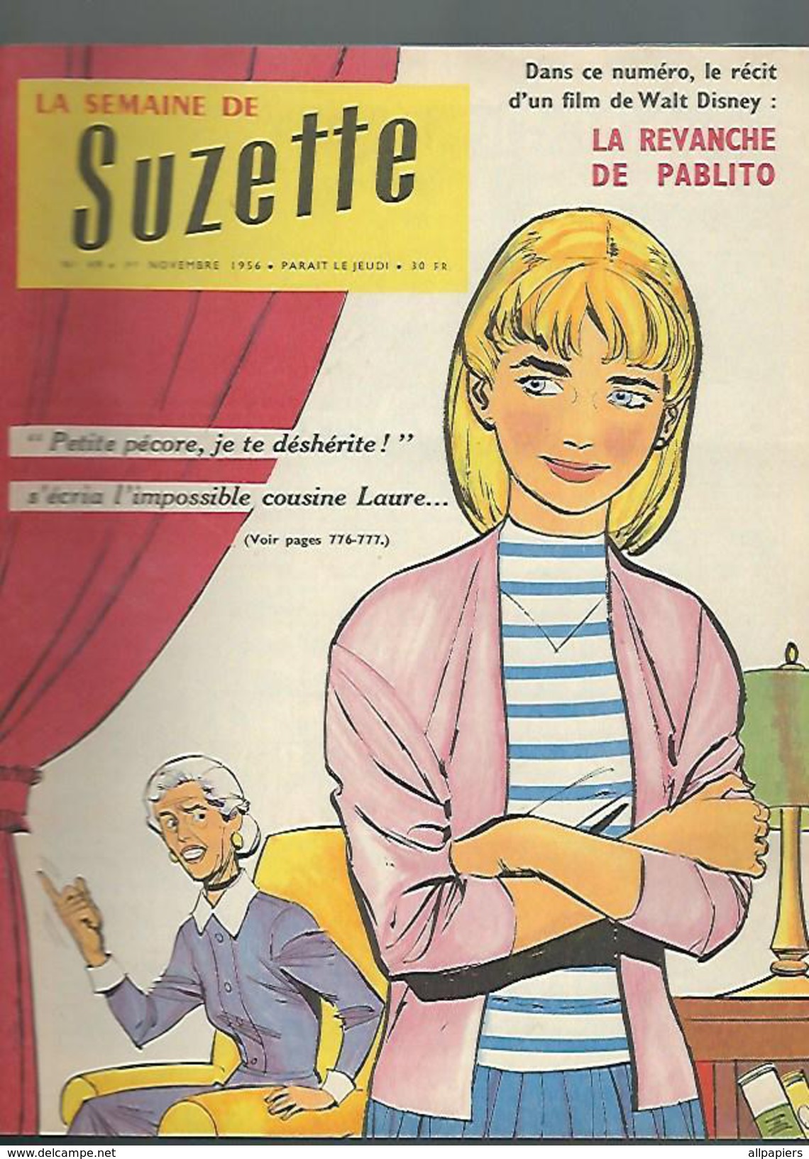La Semaine De Suzette N°49 Roman-photos La Revanche De Pablito L'impossible Cousine Laure - Patron Manteau Droit 1956 - La Semaine De Suzette