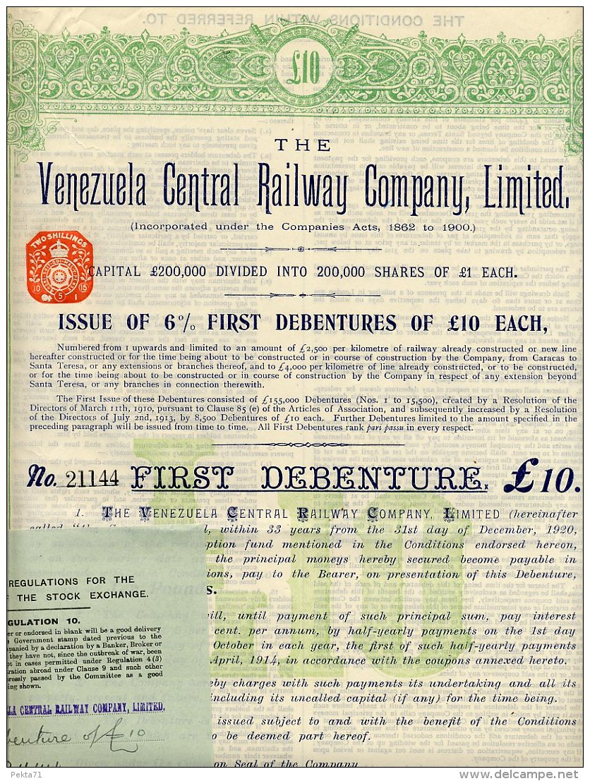 THE VENEZUELA CENTRAL RAILWAY COMPANY LIMITED 1914 - Chemin De Fer & Tramway