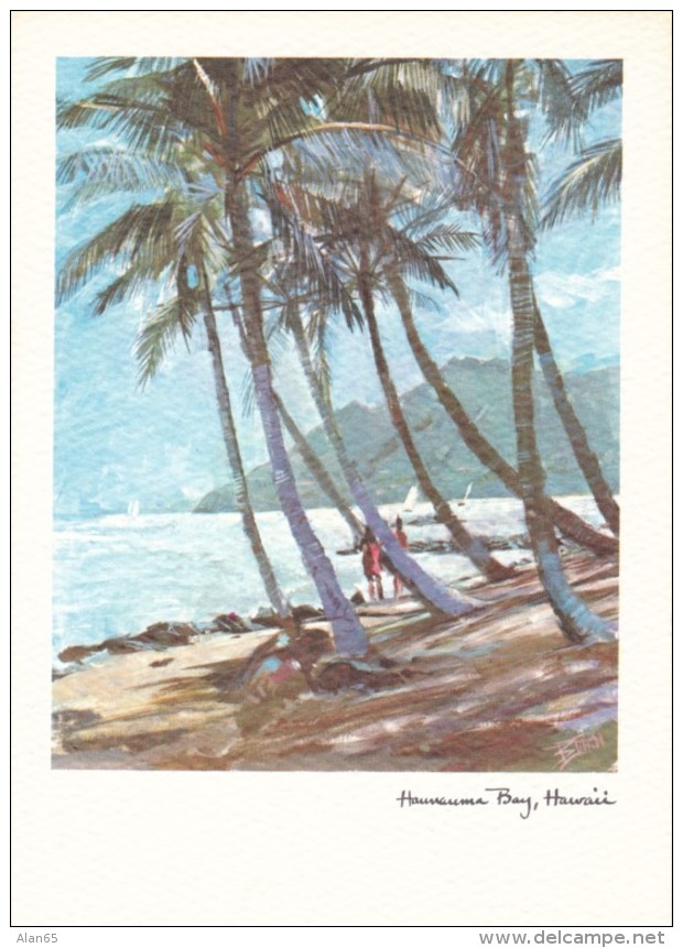 Haunauma Bay Oahu Island Hawaii, Artist Image C1960s Vintage Postcard - Oahu