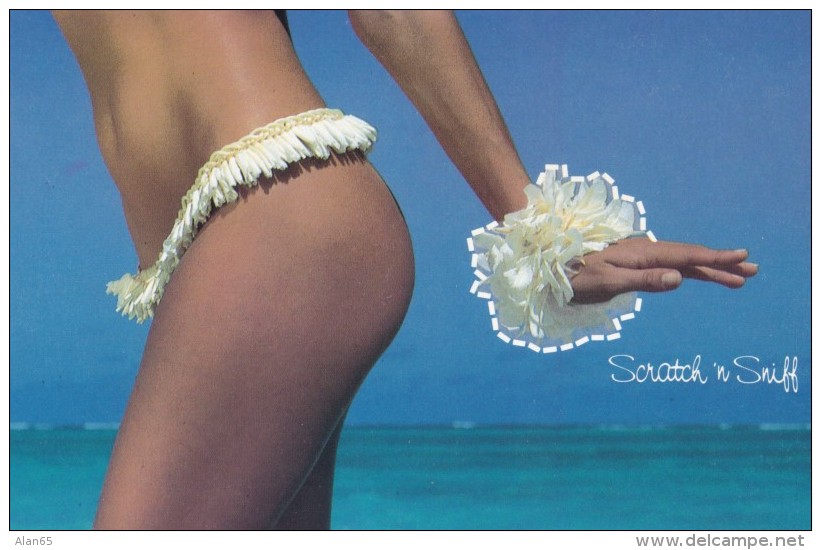 Hawaii 'Scratch And Sniff' Scent On Postcard, Woman In Bikini 'Gingerly', C1980s Vintage Postcard - Autres & Non Classés