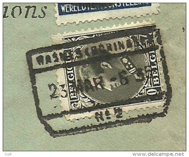 389+401 Op Brief Per EXPRES Met Spoorwegstempel WASMES (BORINAGE) 2  Op 23/3/35 - 1934-1935 Leopold III