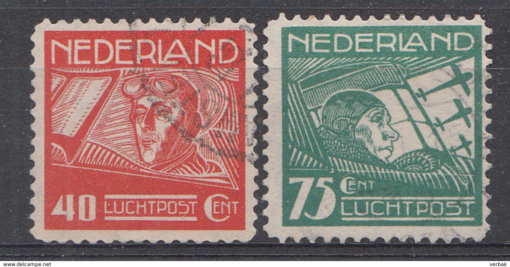Pays-Bas 1928  Mi.nr:  213-214 Flugpostmarken  Oblitere-Used-Gebruikt - Luftpost