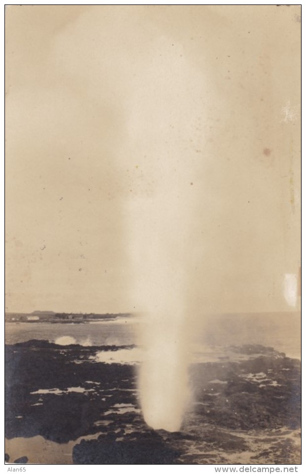 Water Spout Po'ipu Kauai Hawaii, C1910s/30s Vintage Real Photo Postcard - Kauai