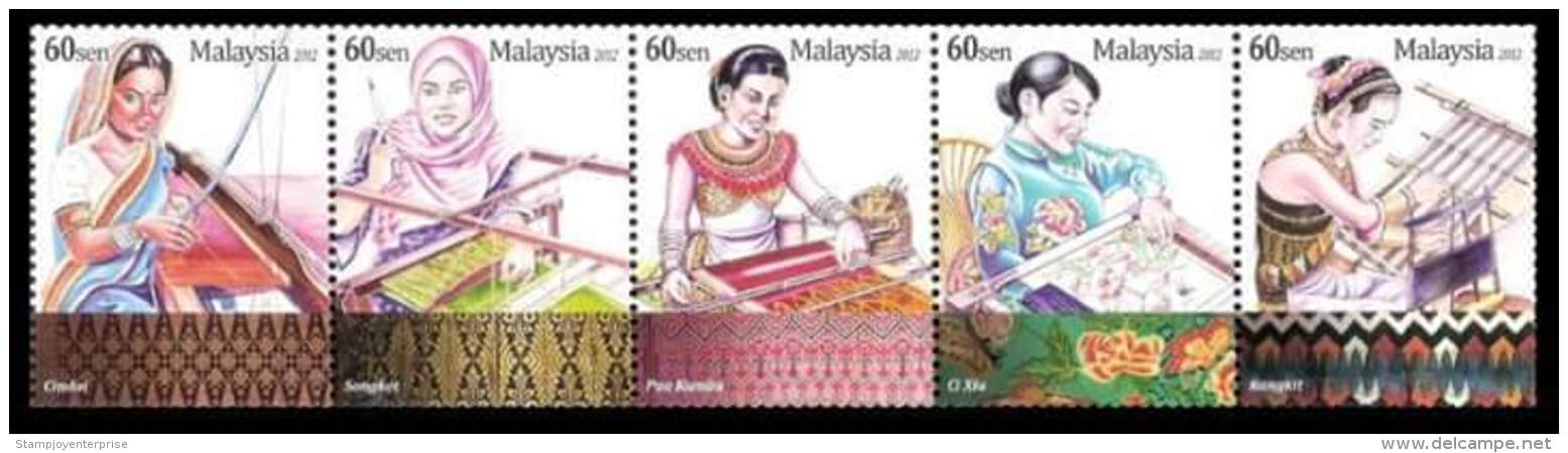 Malaysia Legacy Of The Loom 2012 Art Craft Women Cloth Costume (stamp 5v In Strip) MNH - Malaysia (1964-...)