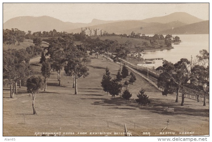 Hobart Tasmania Australia, Government House From Exhibition Building, C1910s Vintage Real Photo Postcard - Hobart